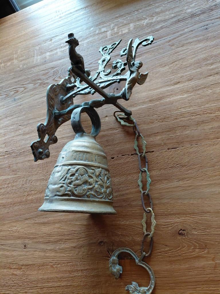 Antieke koperen wandbel/kloosterbel, Antiek en Kunst, Antiek | Koper en Brons, Ophalen, Koper
