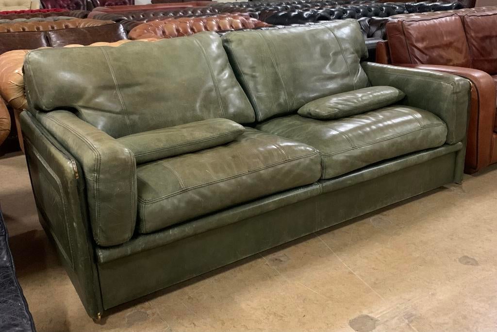 Prachtige Baxter Bank 3 Zits Groen., 150 tot 200 cm, Chesterfield, Tweepersoons, Ophalen of Verzenden
