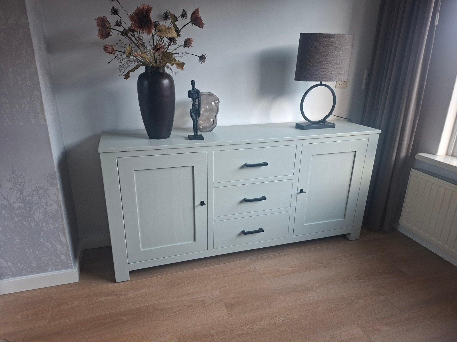 Stijlvol dressoir met lades en deuren, Ophalen, Met lade(s), 150 tot 200 cm, Teakhout