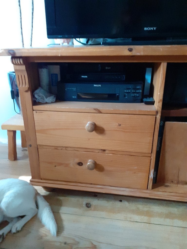Handgemaakte grenen tv kast, Ophalen, Gebruikt, 50 tot 100 cm, Landelijk