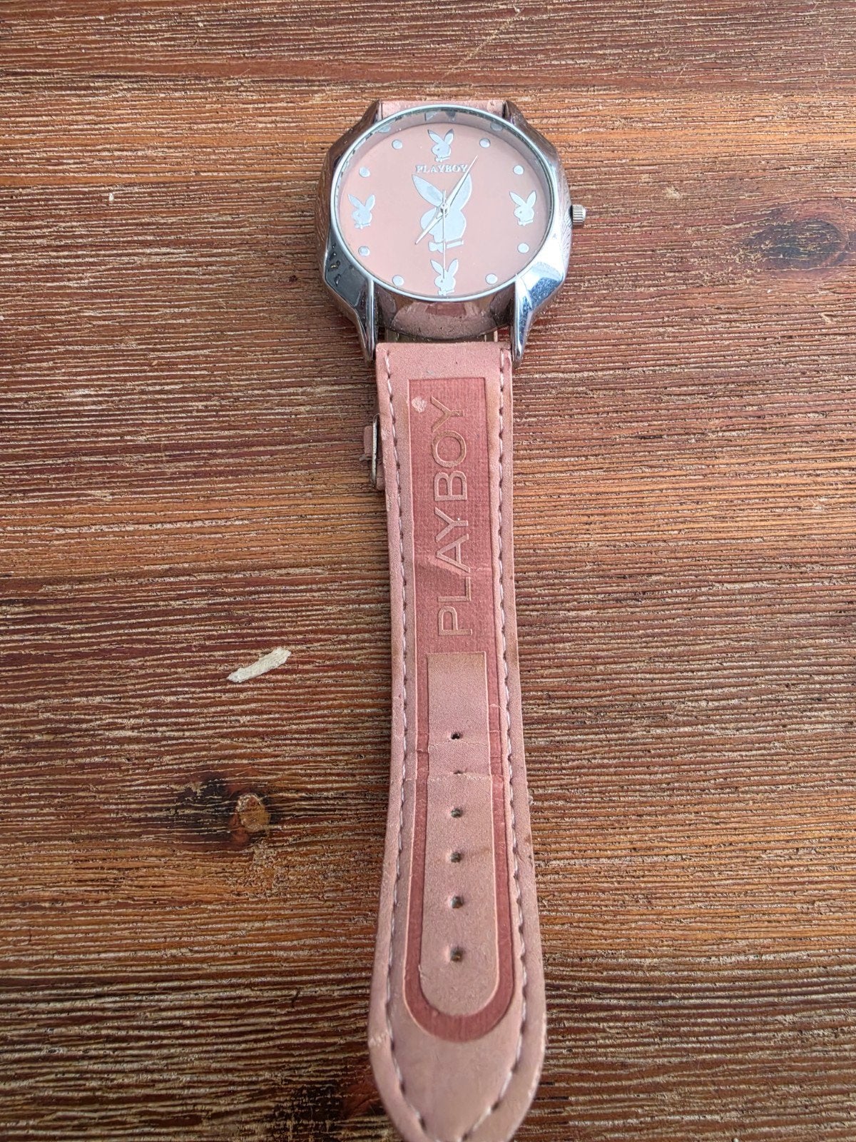 Playboy horloge met roze bandje, Overige merken, Gebruikt, Staal, Polshorloge