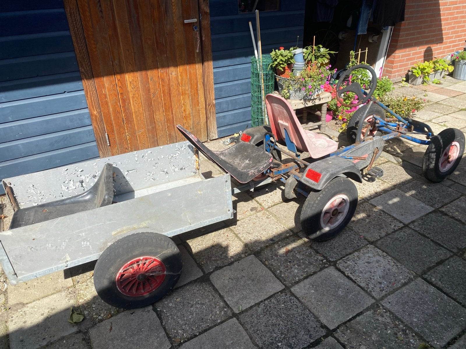 Mammoet skelter met kar, Kinderen en Baby's, Speelgoed | Buiten | Skelters, Ophalen, Gebruikt, Mammoet, Met kar of aanhanger