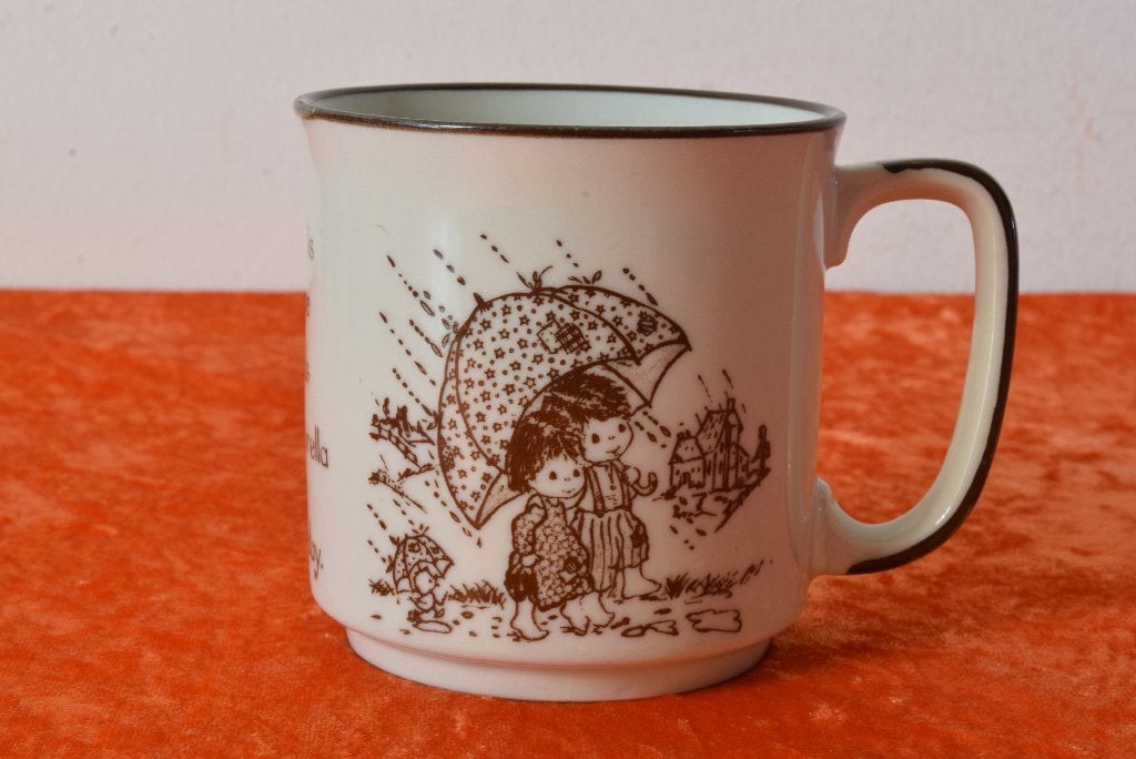 Grote retro vintage jaren 70 JAPAN mok "A friend...", Overige merken, Vintage, Nieuw, Ophalen of Verzenden