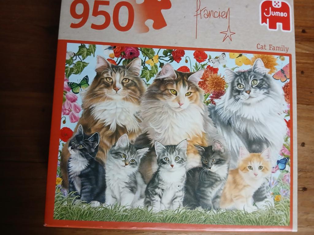 Katten puzzel van Francien. 950 stukjes, Ophalen of Verzenden, 500 t/m 1500 stukjes, Zo goed als nieuw
