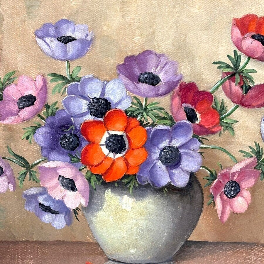 Huibert Schallenberg (1883-1981) - Anemonen in vaas, Antiek en Kunst, Kunst | Schilderijen | Klassiek, Ophalen of Verzenden