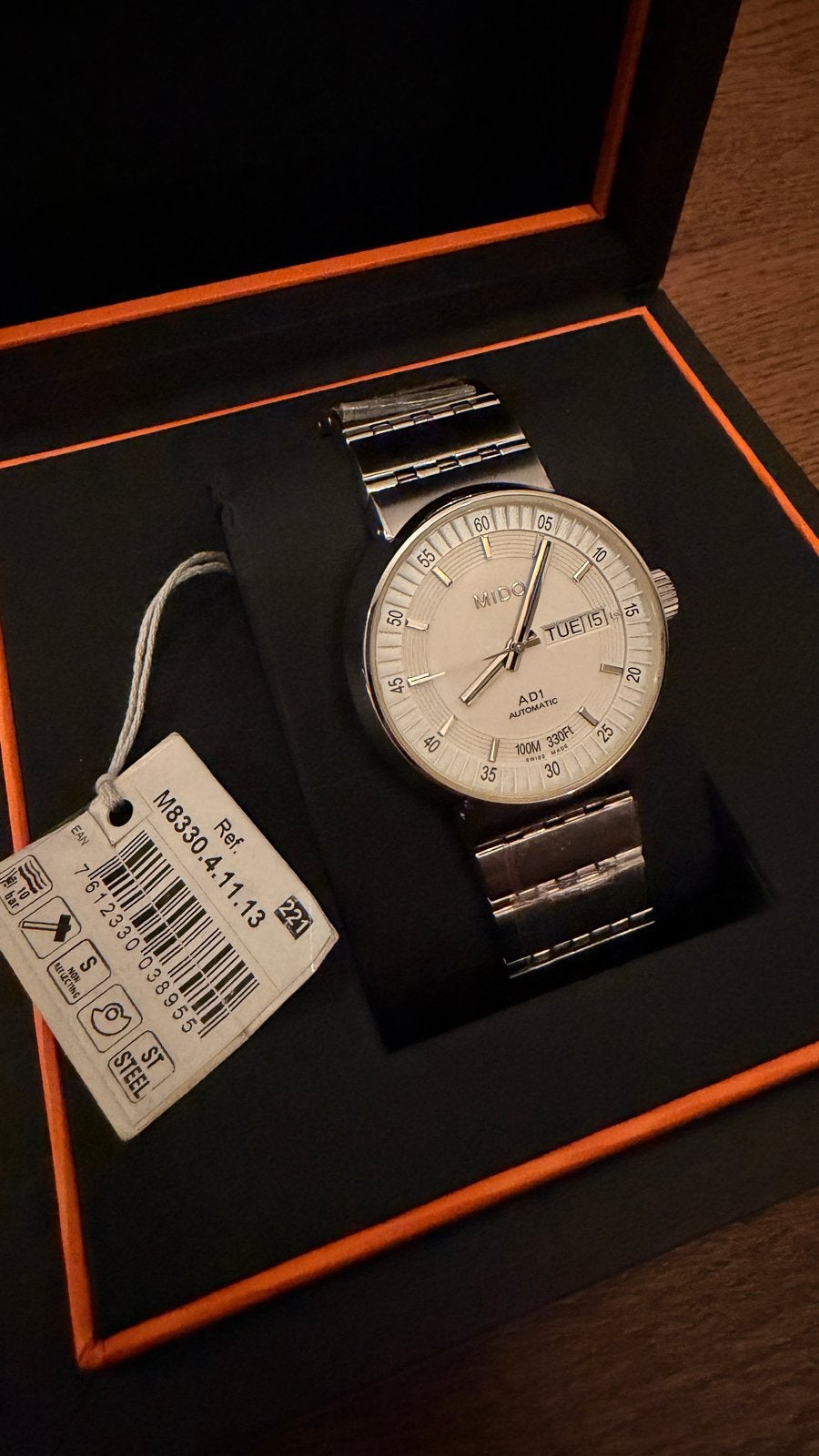 Mido AD1 Automatic Herenhorloge 38mm - Nieuwstaat (NOS), Ophalen of Verzenden, Nieuw, Staal, Polshorloge