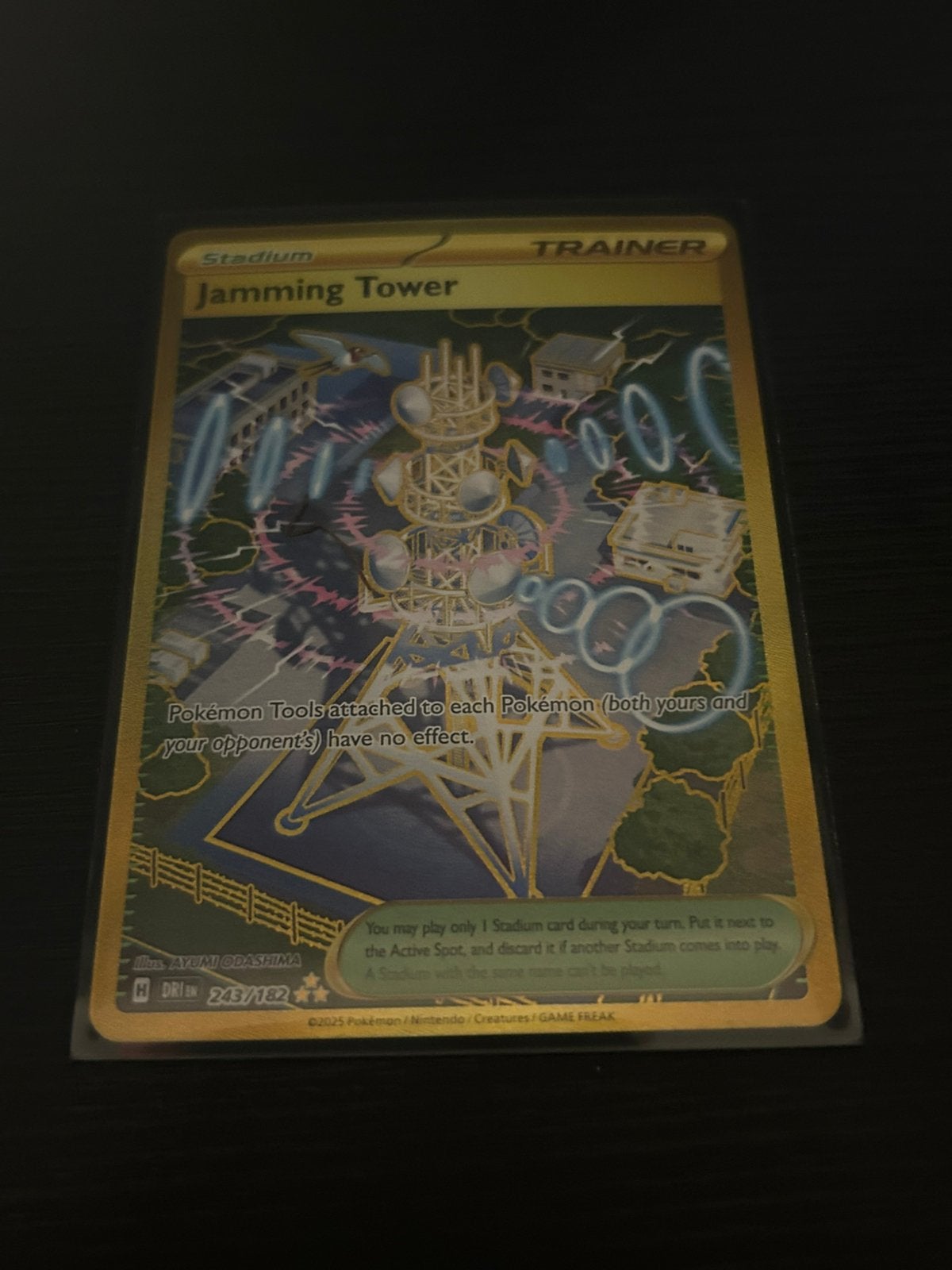 Jamming Tower 243/182 Hyper Rare incl. DR sleeve, Ophalen of Verzenden, Nieuw, Losse kaart
