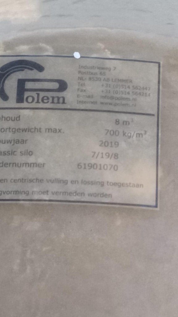 Polem silo 8m3 [528], Boekhorst Trading, Tim@boekhorsttrading.com, Singel 16, Horssen