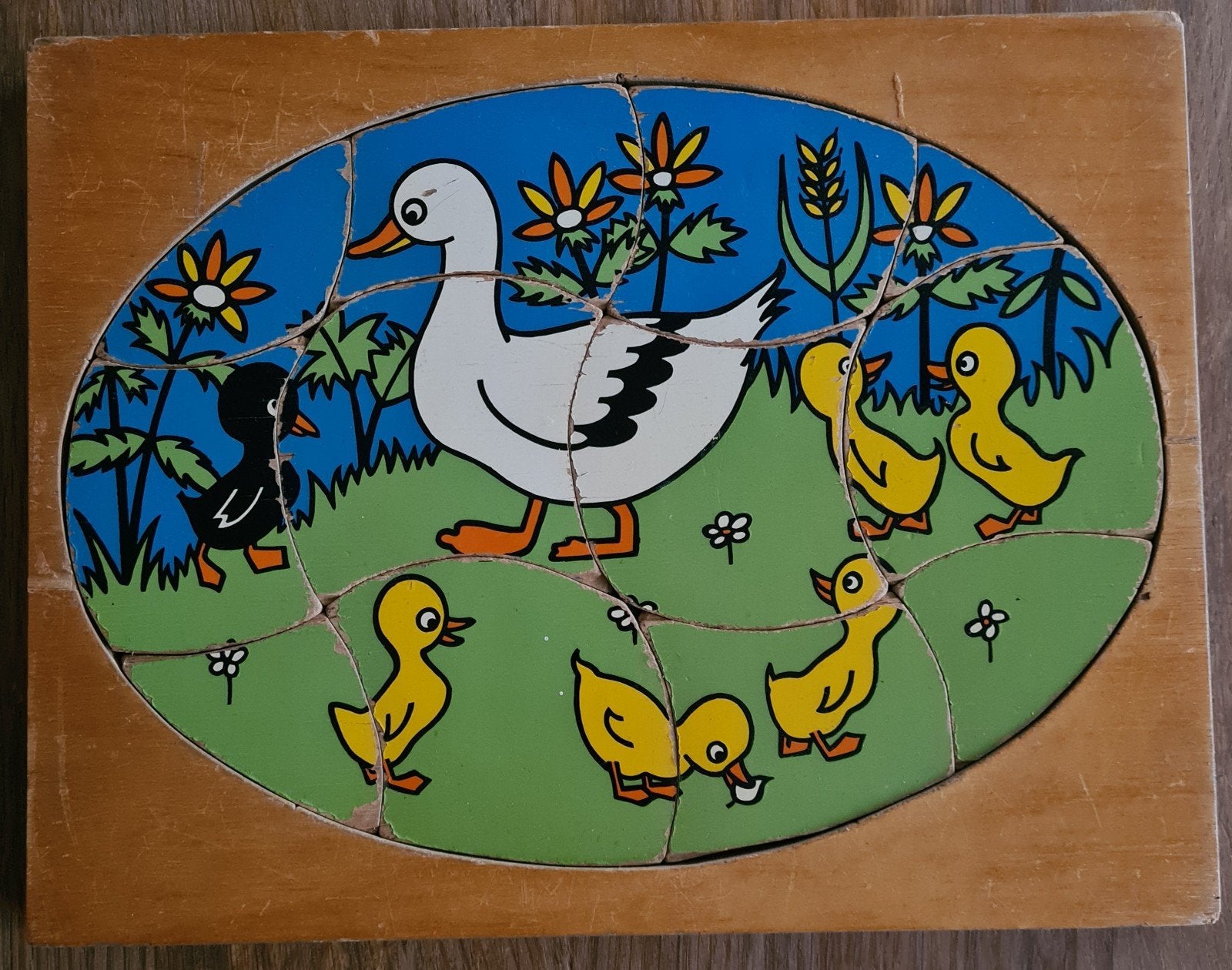 Vintage houten Simplex puzzel – Eendjes, Ophalen of Verzenden, Gebruikt