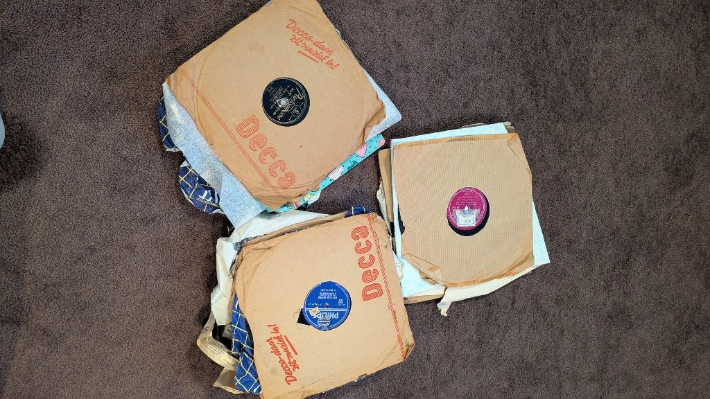 Collectie 78 toeren platen, Gebruikt, 10 inch, Overige genres, Ophalen of Verzenden