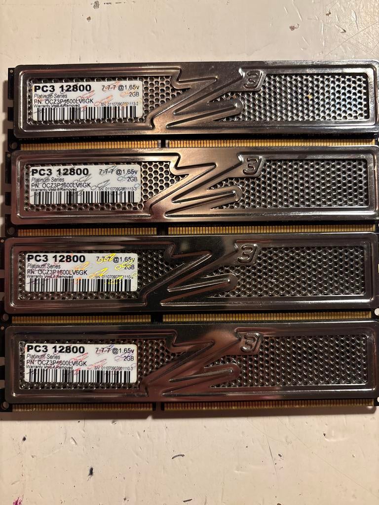 OCZ Platinum Series DDR3 RAM 4x2GB (8GB totaal) PC3-12800, Computers en Software, RAM geheugen, Gebruikt, Server, 8 GB, DDR3
