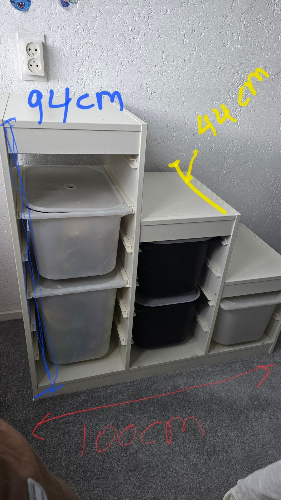 IKEA Trofast opbergkast met bakken, wit, 100x44x94 cm, Ophalen, Gebruikt, 75 tot 100 cm, Minder dan 50 cm