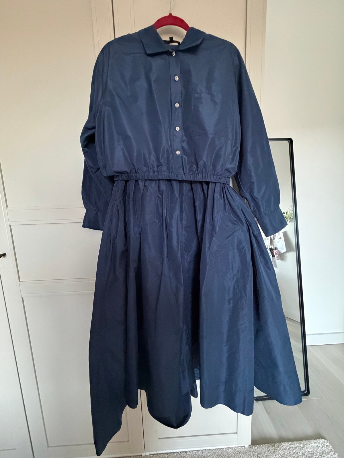 Maje Rok en Blouse Set - Donkerblauw met Strass Knopen, Blauw, Maat 42/44 (L), Ophalen of Verzenden, Zo goed als nieuw