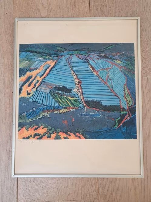 originele litho van Yves Garandel futuristisch landschap, Ophalen