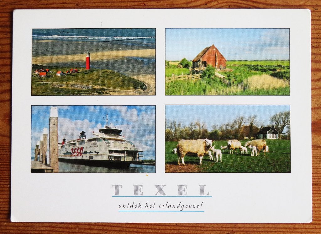 Texel: Vierluik met o.a. Veerboot en Vuurtoren, Ophalen of Verzenden, Voor 1920, Noord-Brabant