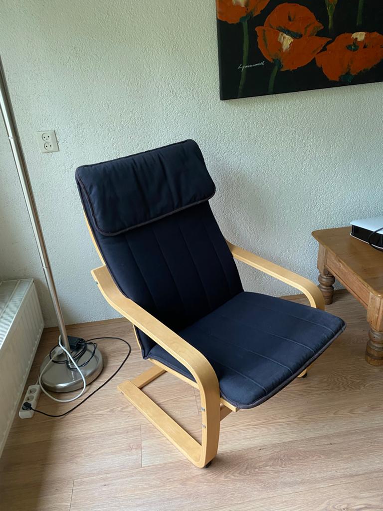 Ikea Poäng stoel te koop, Huis en Inrichting, Stoelen, Ophalen, Gebruikt, Zwart, Eén