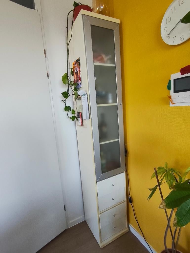 Hoge vitrinekast (losse kast of als set van 2), Ophalen, Minder dan 50 cm, Gebruikt, Met deur(en)