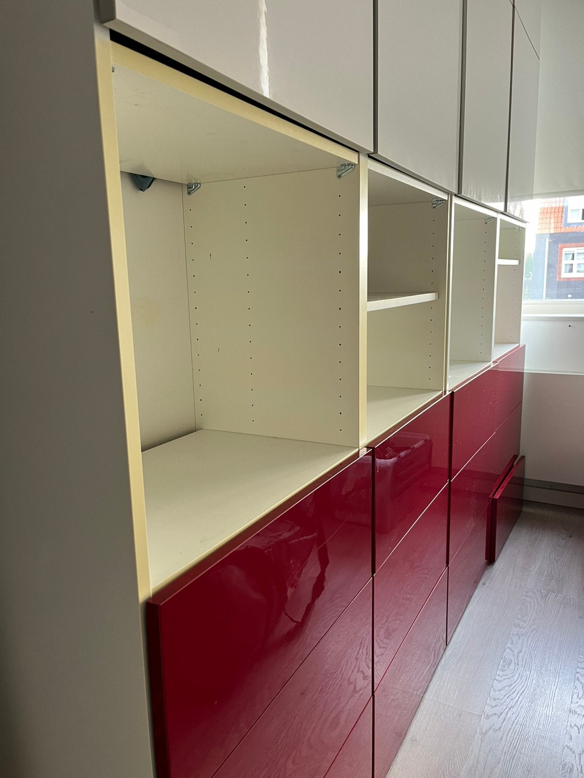 IKEA BESTÅ Kasten met lades en planken (2 stuks), Huis en Inrichting, Ophalen, Gebruikt, 100 tot 150 cm, 200 cm of meer