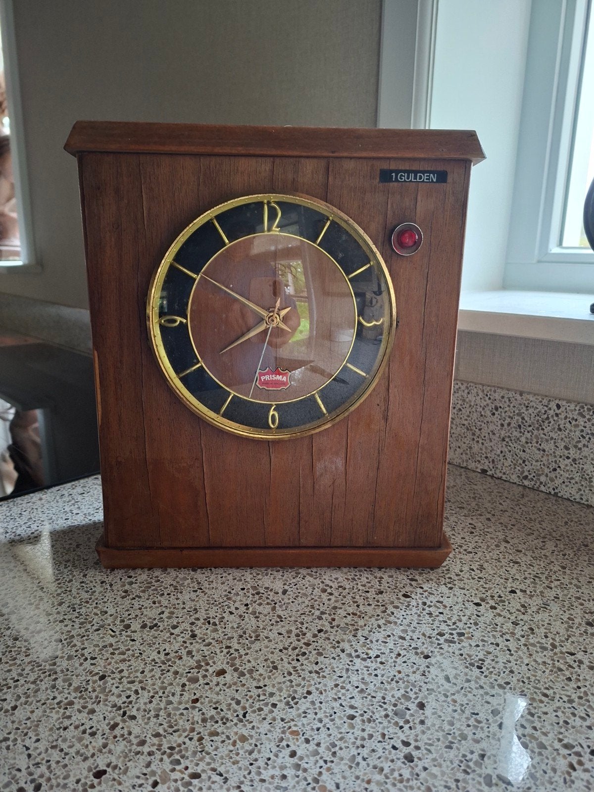 Vintage Prisma  biljart Klok met Muntslot - 1 Gulden, Ophalen