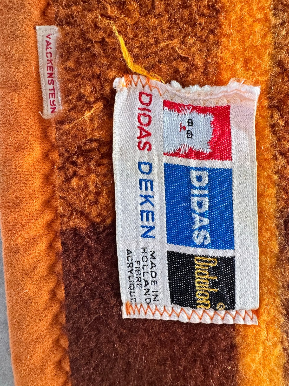 Vintage Didas Deken - Oranje/Bruin Geruit - 204x147 cm, 100 tot 150 cm, 200 cm of meer, Oranje, Ophalen of Verzenden