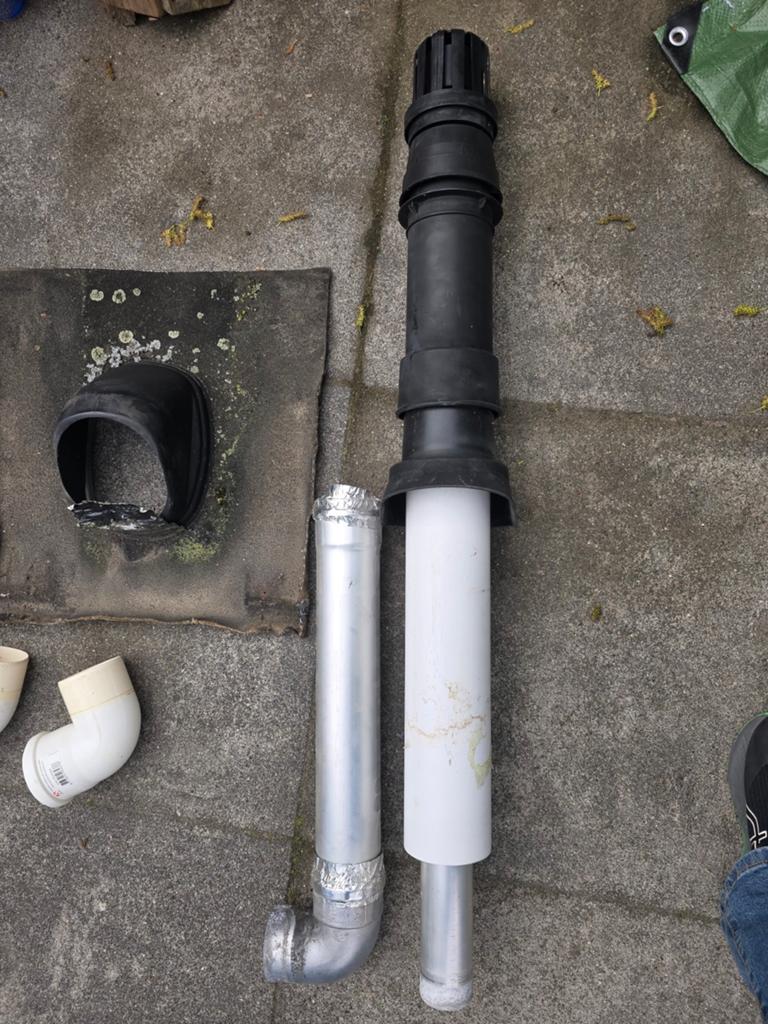 Rookgasdoorvoer voor CV-ketel of kachel, Ophalen, Gebruikt, Afzuiger