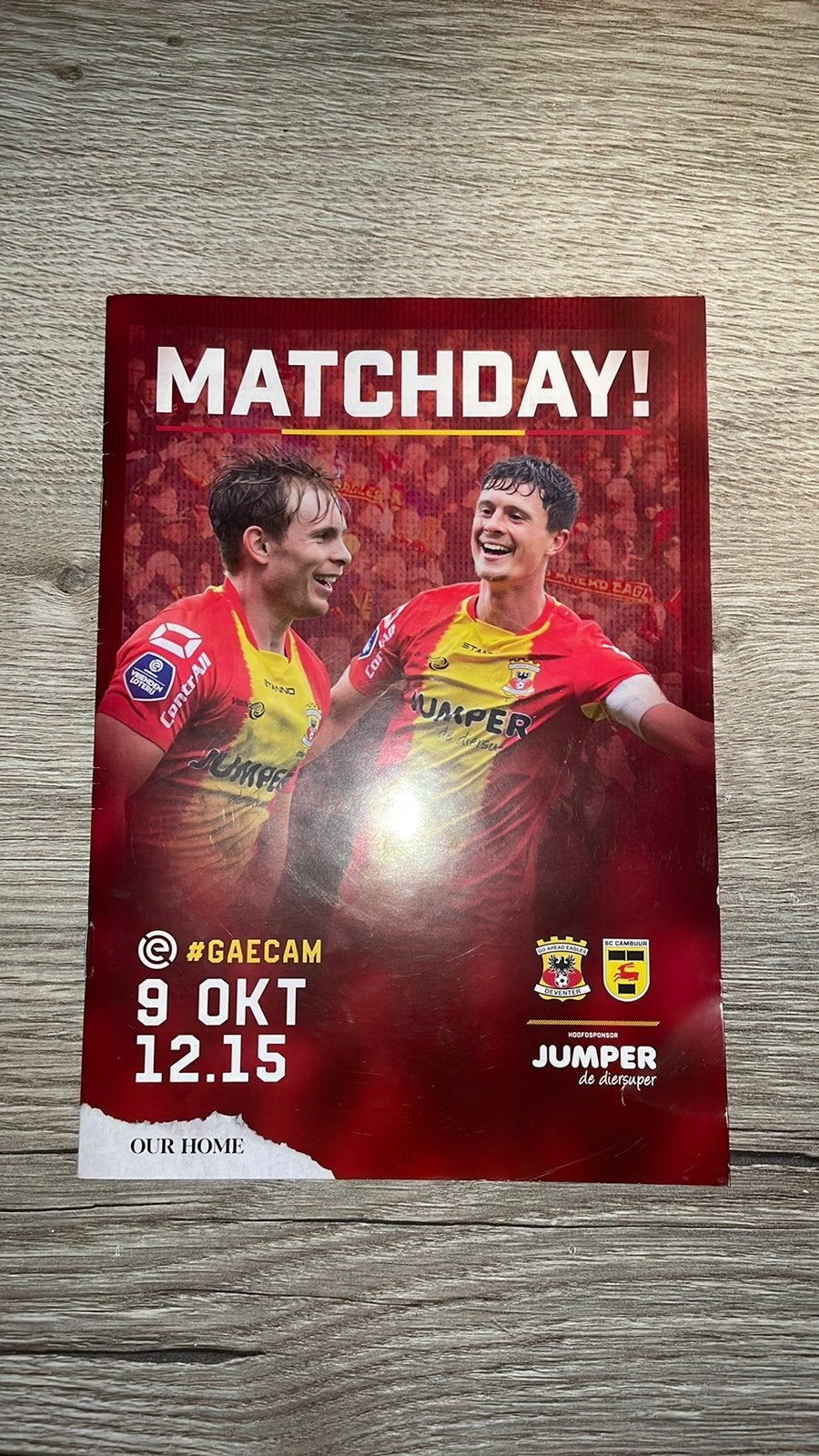 Go Ahead Eagles-Sc Cambuur programma boekje, Ophalen of Verzenden, Zo goed als nieuw, Overige binnenlandse clubs, Boek of Tijdschrift
