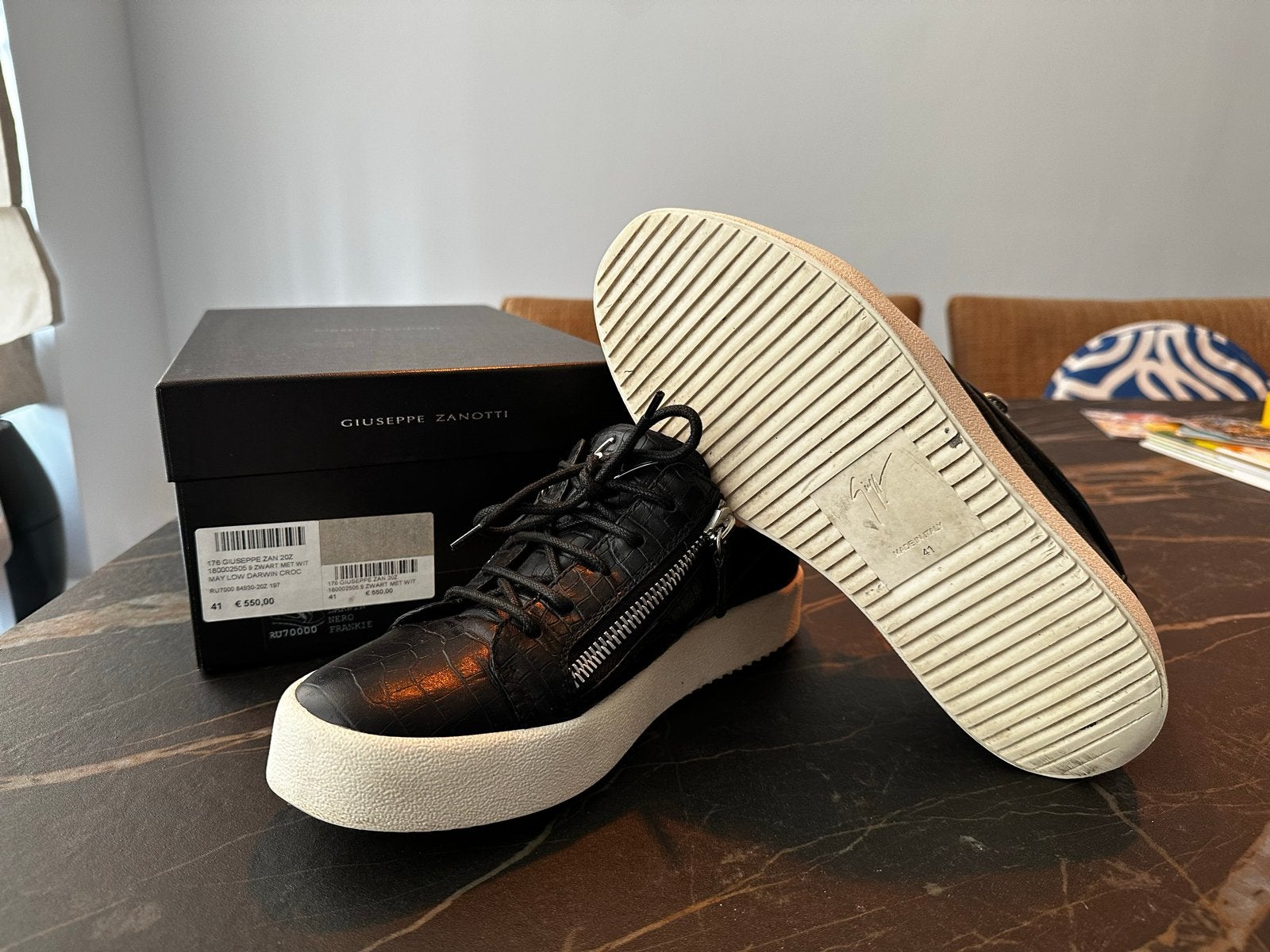 Giuseppe Zanotti Frankie Sneakers Zwart Maat 41, Verzenden, Zo goed als nieuw, Zwart, Sneakers of Gympen