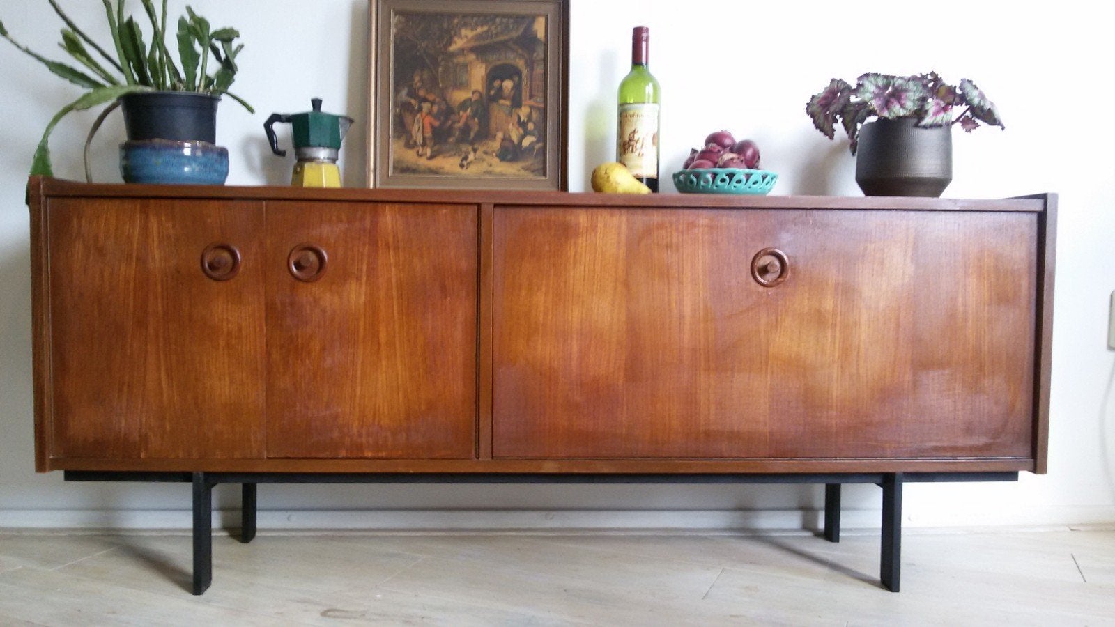 Teak mid century dressoir - Vintage retro jaren 60 Zweeds, Gebruikt, 100 tot 150 cm, Ophalen of Verzenden, Teakhout