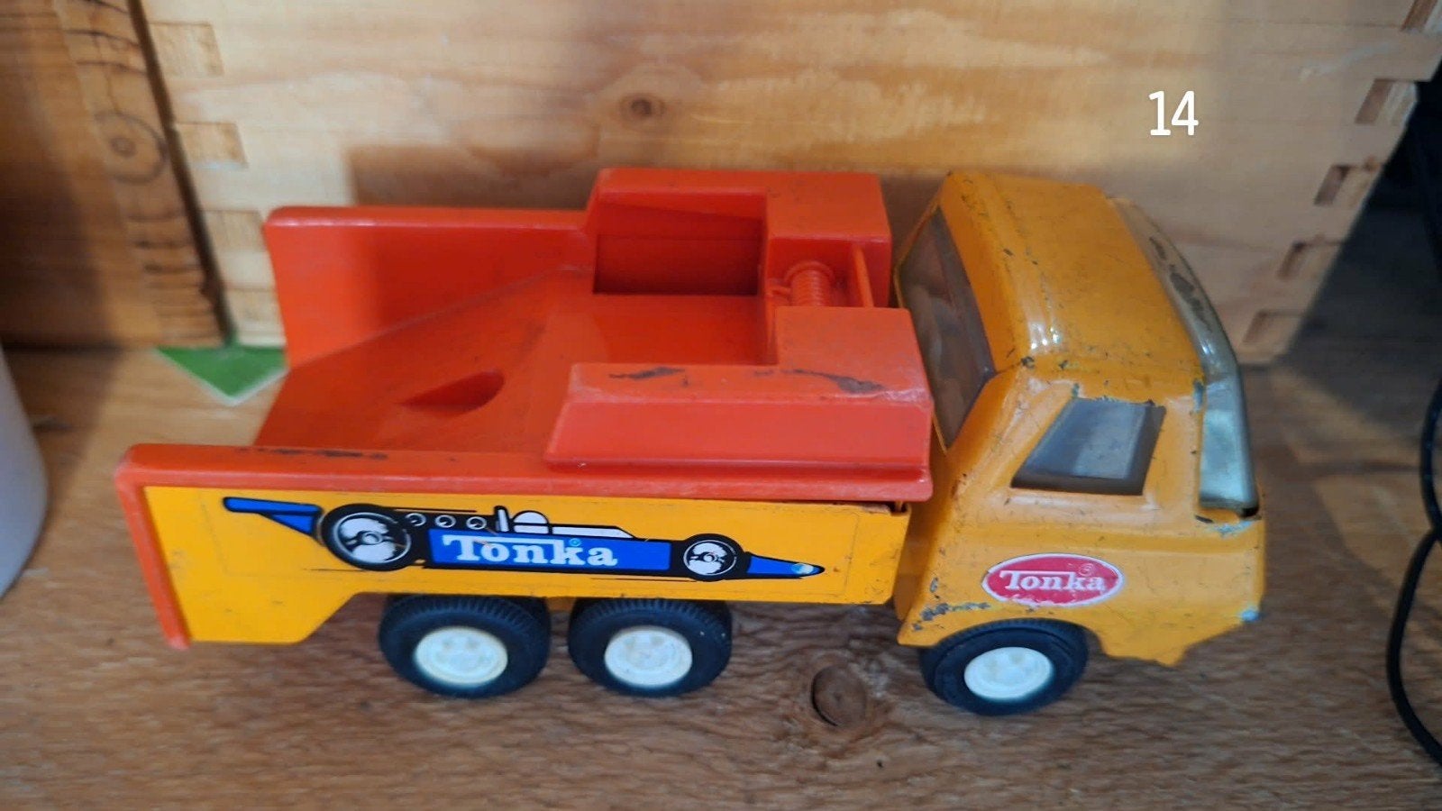 Vintage Tonka kiepwagen - Geel/Oranje, Ophalen of Verzenden, Gebruikt