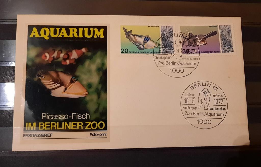 2 Eerstedagenveloppen Duitsland Berlijn Zoo Aquarium 1977, Ophalen, BRD, Gestempeld