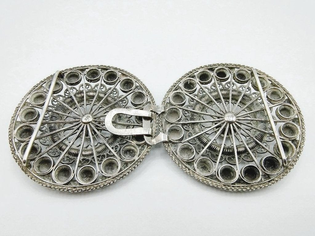 Zilveren ceintuurgesp of schorteslot, Zeeuwse klederdracht, Antiek en Kunst, Verzenden, Zilver