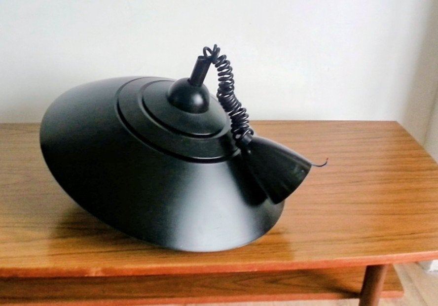 Jaren zestig Italiaanse hanglamp AROMEC SACLA - zwart metaal, Gebruikt, Vintage, Italiaans, Metaal, E27 (groot)