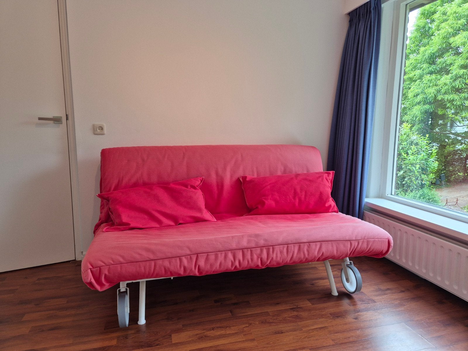 Ikea PS  slaapbank, rood, tweepersoons, Ophalen, Gebruikt, Tweepersoons, 140 cm