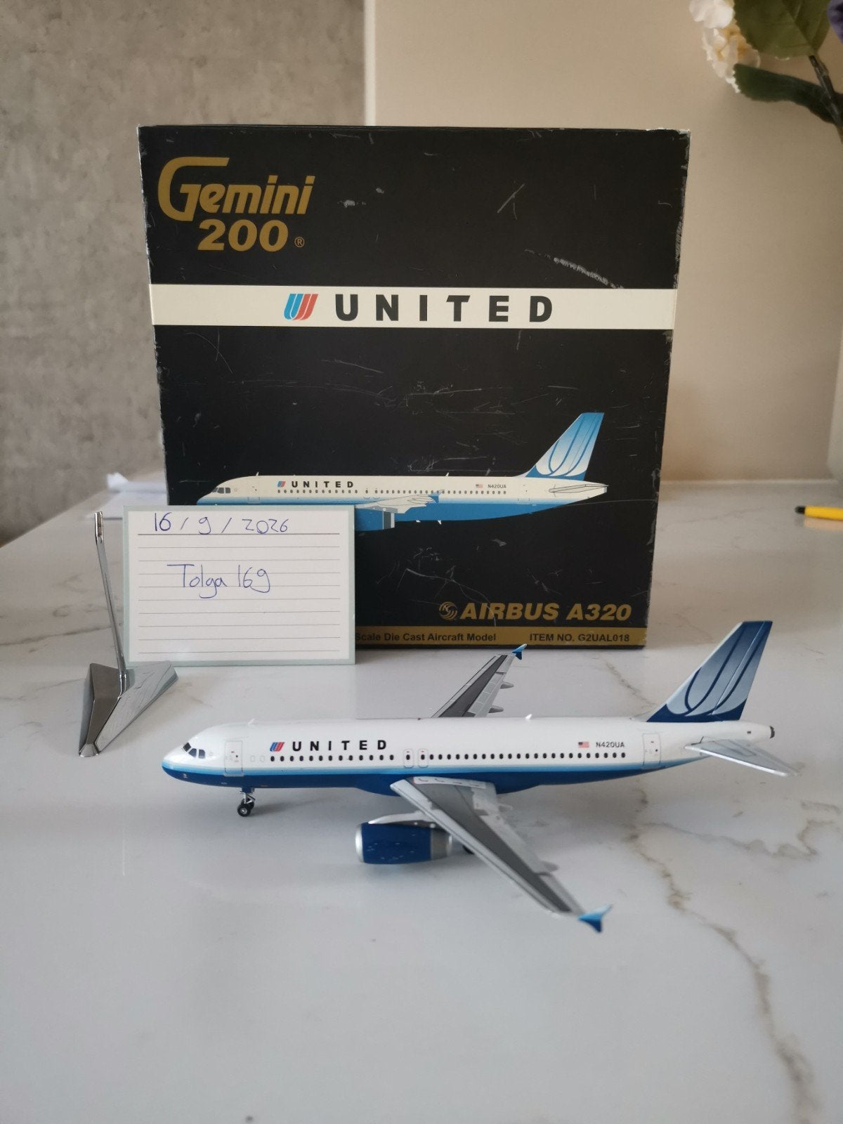 United A320-200 Gemini Jets 1:200 G2UAL018 Reg. N420UA Tulip, Overige merken, 1:200 of kleiner, Nieuw, Ophalen of Verzenden