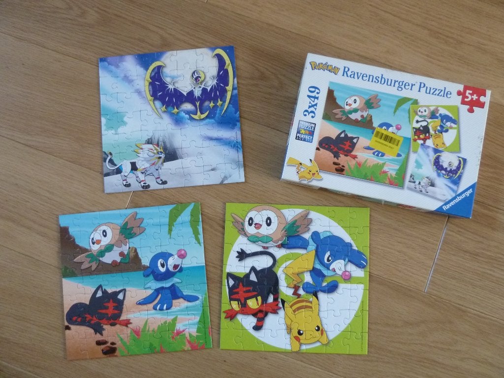 POKEMON puzzeldoos met 3 puzzels, Ophalen, Meer dan 50 stukjes, Gebruikt, 6 jaar of ouder