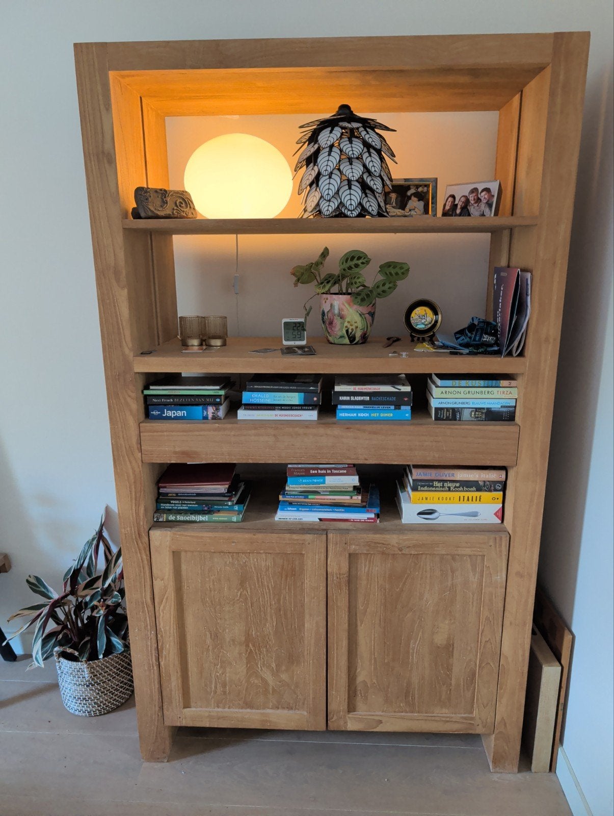 Mooie Teak Kast met Handige Lade - 116x200x45 cm, Gebruikt, Teakhout, Ophalen of Verzenden, 150 tot 200 cm