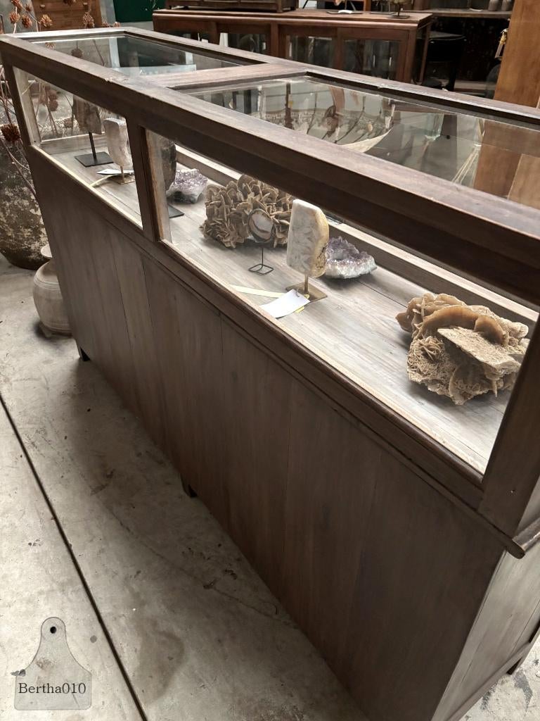 Originele houten toonbankvitrine winkel musea ca 1920, Antiek en Kunst, Ophalen of Verzenden