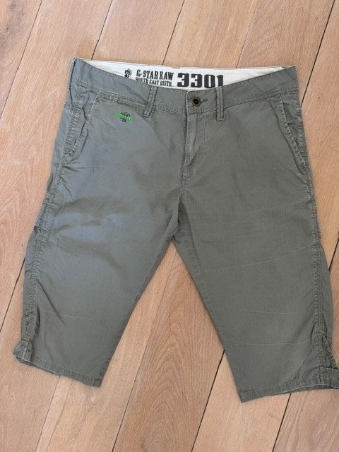 G-star legergroene over de knie broek maat L., Maat 42/44 (L), Ophalen of Verzenden, Driekwart, Groen