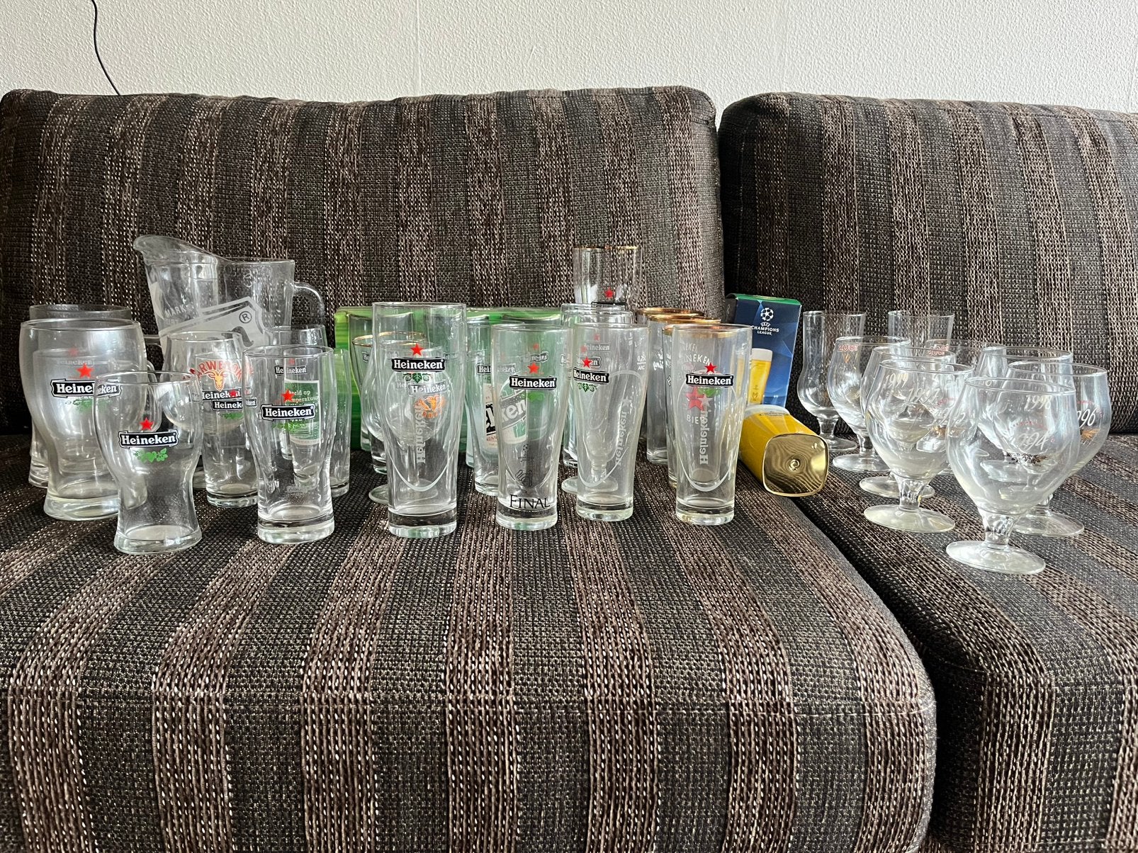 Diversen heineken glazen en pitcher, Ophalen, Zo goed als nieuw, Glas of Glazen, Heineken