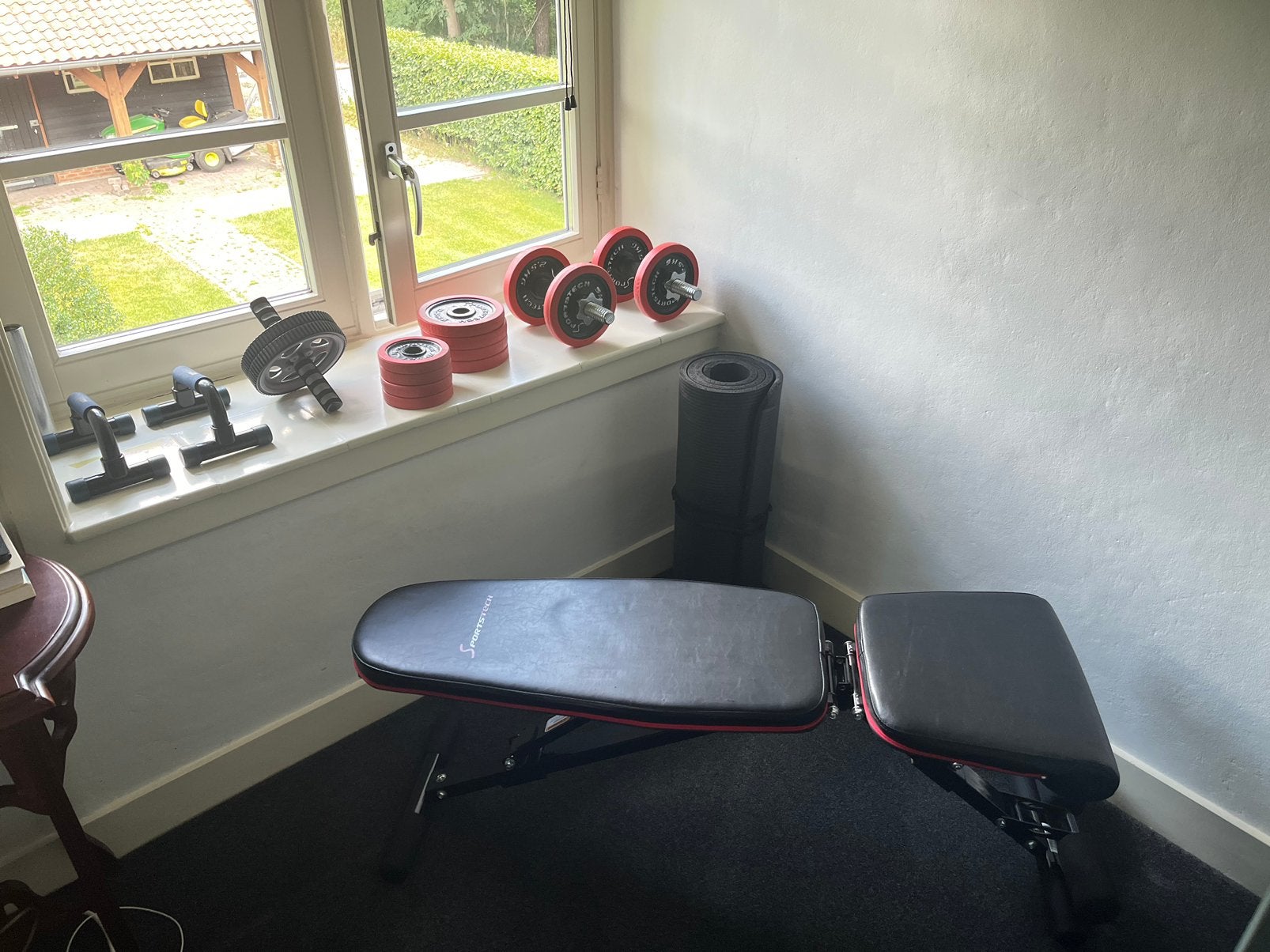 Sportstech home gym set halterbank + gewichten + accessoires, Ophalen, Zo goed als nieuw
