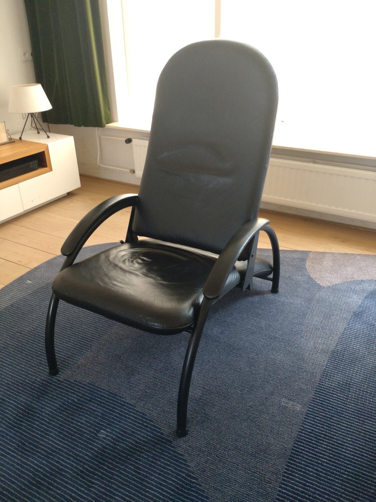 Optima Zwarte Leren Relaxfauteuil - Ingmar Relling WESTNOVA, Huis en Inrichting, Fauteuils, Ophalen, Gebruikt, Scandinavisch Modern