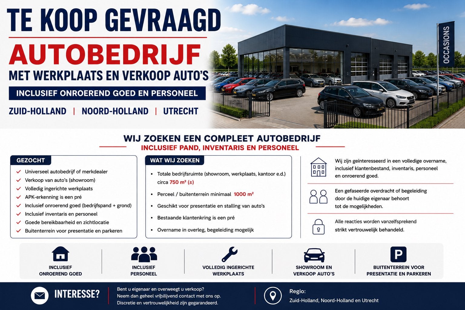 Gezocht: Compleet autobedrijf met werkplaats en showroom