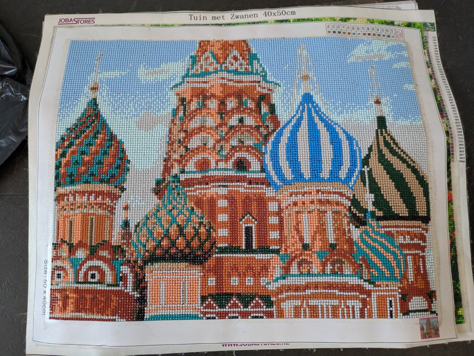 Diamond painting - Sint-Basiliuskathedraal (50x40cm), Gebruikt, Handgemaakt, Gebouwen, Diamond painting