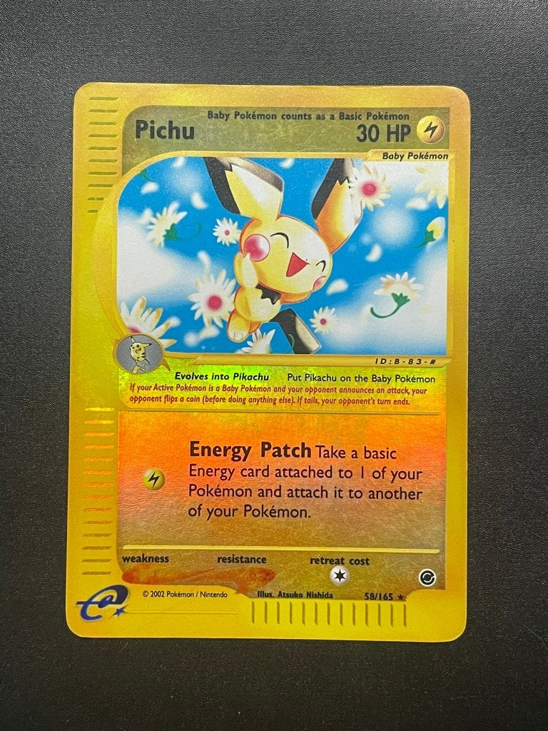Pichu 58/165 reverse, Expedition base set, Hobby en Vrije tijd, Verzamelkaartspellen | Pokémon, Ophalen of Verzenden, Zo goed als nieuw