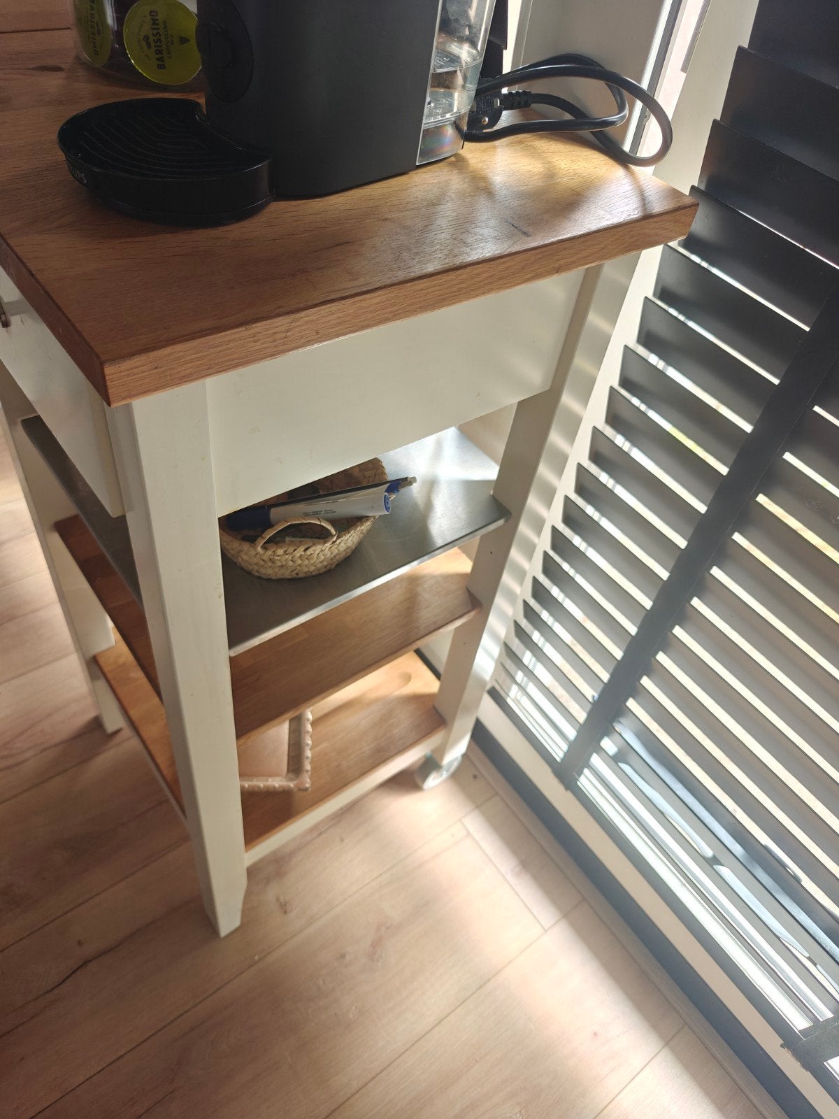 IKEA Roltafel Wit/Eiken, Huis en Inrichting, Ophalen, Minder dan 55 cm, Gebruikt, Modern, Functioneel