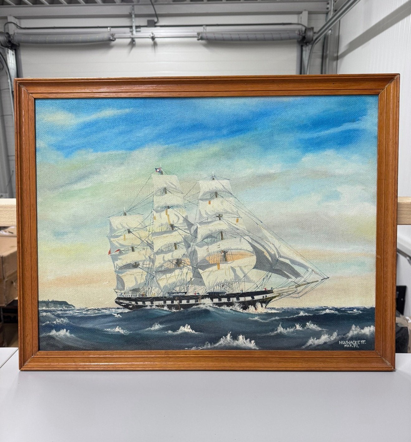 H W Hackett 1971 olieverf kunst Golden Fleece Merchant Schip, Antiek en Kunst, Kunst | Schilderijen | Klassiek, Ophalen of Verzenden
