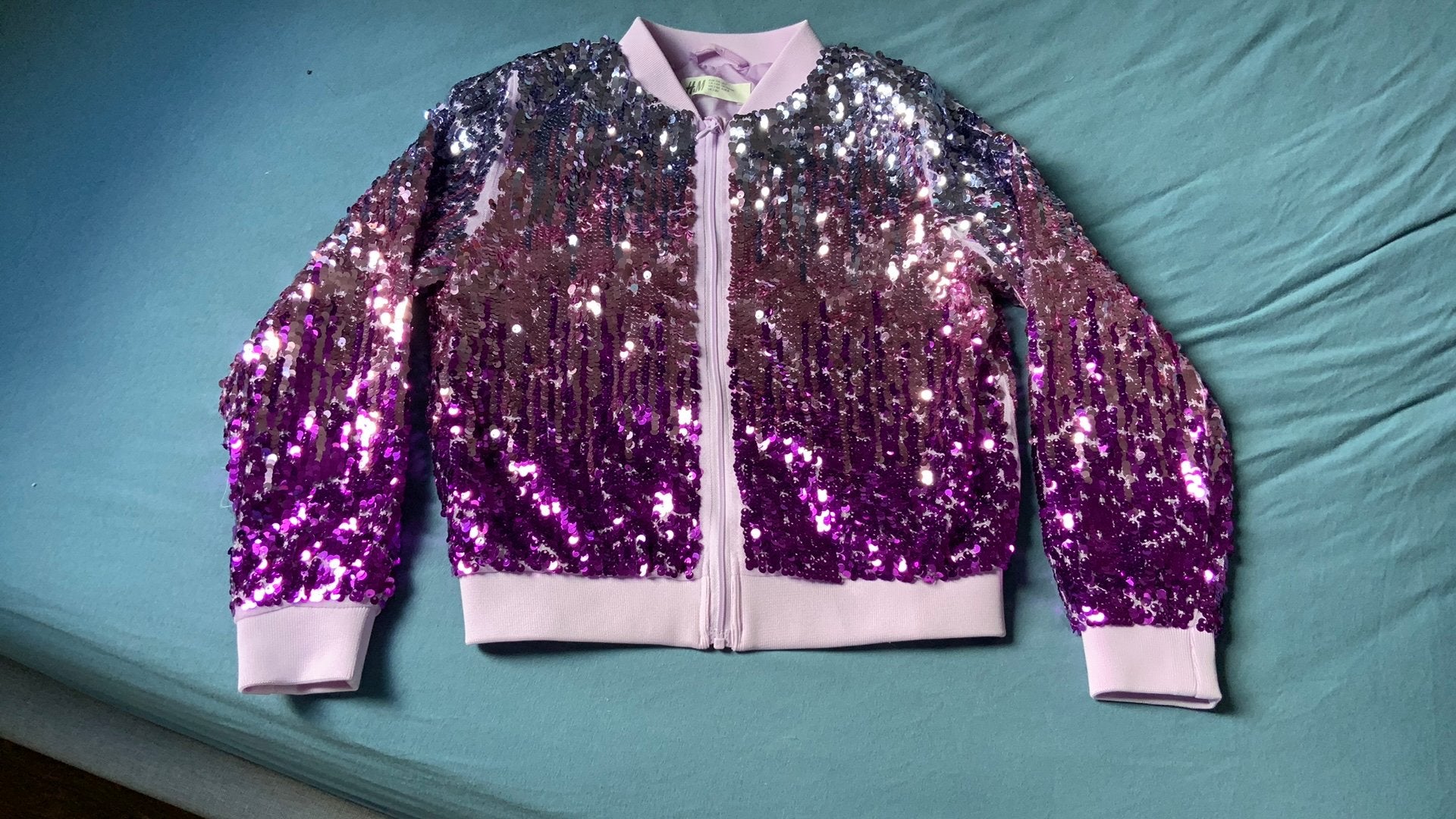 Glitterjasje H&M maat 128, Paars, Nieuw, Ophalen of Verzenden, Jasje