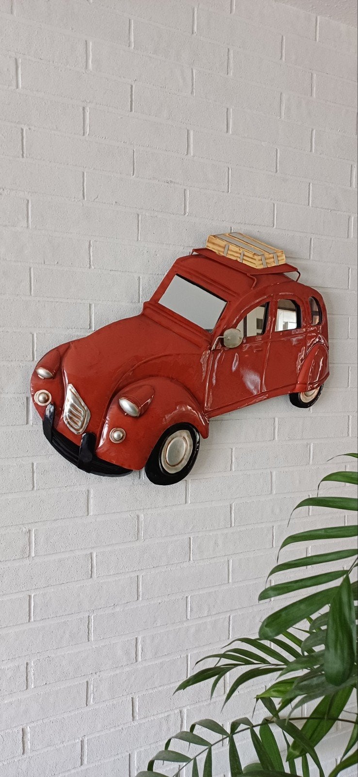 Wanddecoratie rode Citroen met kofferrek 3D- Vintage stijl, Ophalen, Vintage, Zo goed als nieuw, Metaal