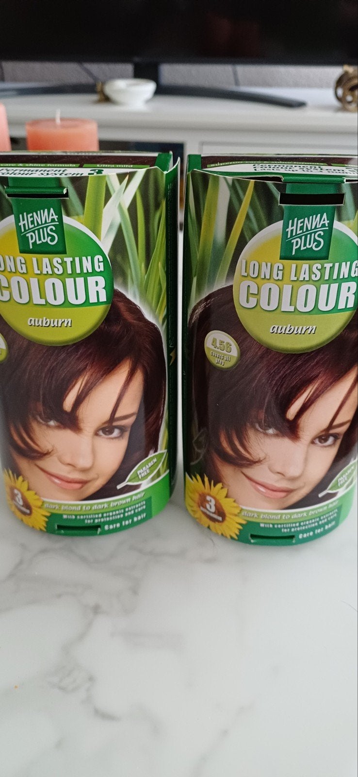 2x Henna Plus Permanente Haarverf 4.56 Auburn, Ophalen of Verzenden, Nieuw, Overige typen