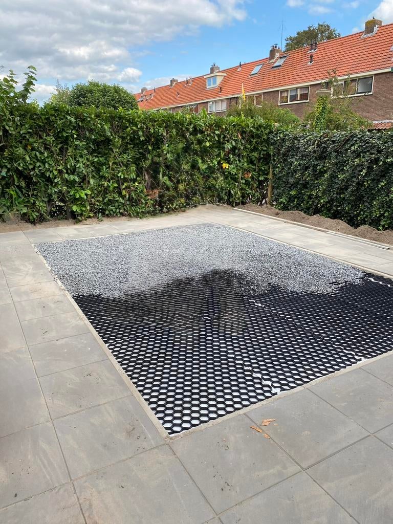 Bassalt grind inclusief grindmatten 17,5m2, Tuin en Terras, Ophalen, Gebruikt, Grind, Basalt